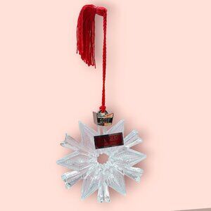 Waterford Crystal Ornament 3in Snowflake 2007 Christmas Red Tassel Germany NIB